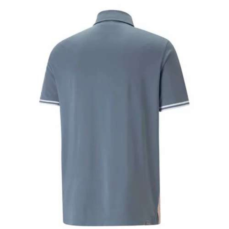 Shirts * | Men'S Puma Mattr Track Golf Polo Evening Sky / Flamingo Pin