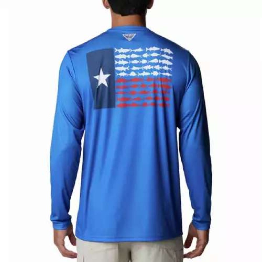 Shirts * | Men'S Columbia Pfg Terminal Tackle Fish Flag Long Sleeve Shirt