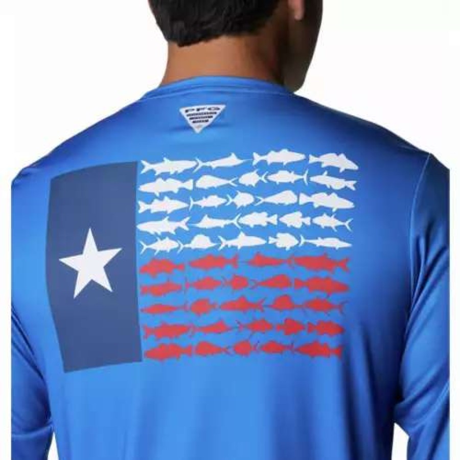 Shirts * | Men'S Columbia Pfg Terminal Tackle Fish Flag Long Sleeve Shirt