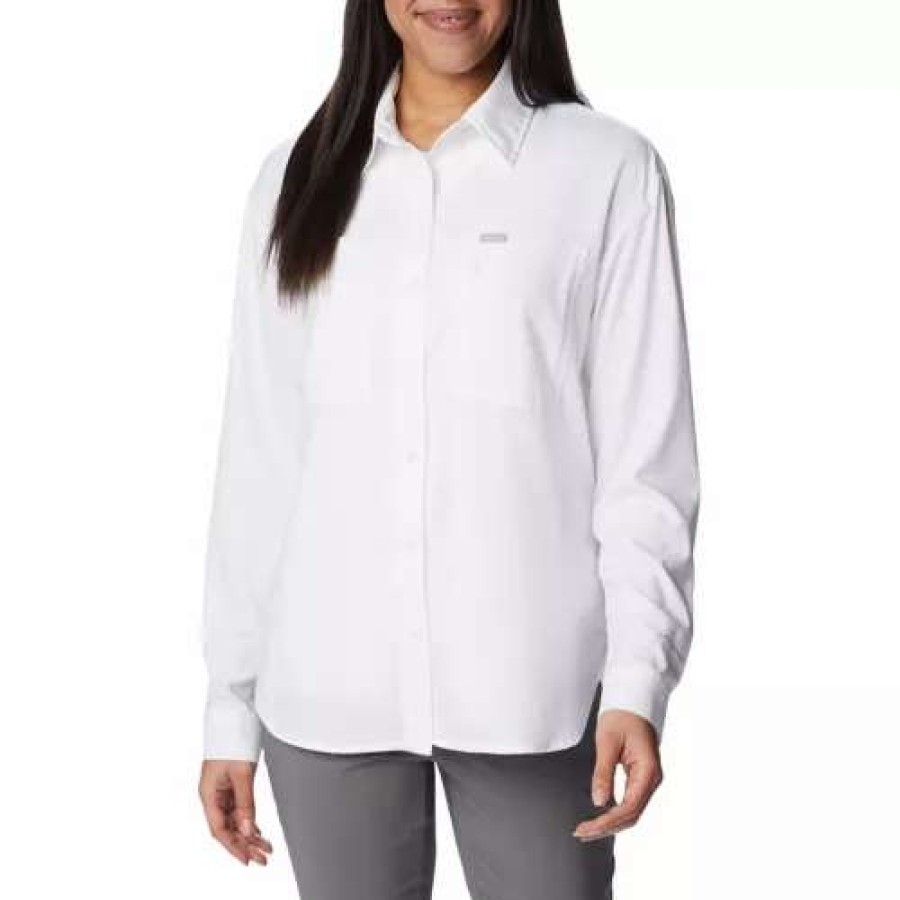 Shirts * | Women'S Columbia Silver Ridge Utility Long Sleeve T-Shirt White