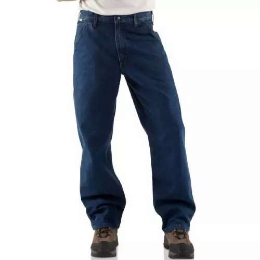 Pants * | Men'S Carhartt Flame-Resistant Signature Dungaree Pants Denim