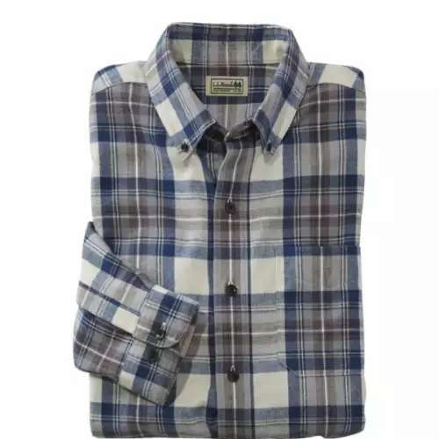 Shirts * | Men'S L.L.Bean Scotch Plaid Flannel Shirt Indigo Tartan