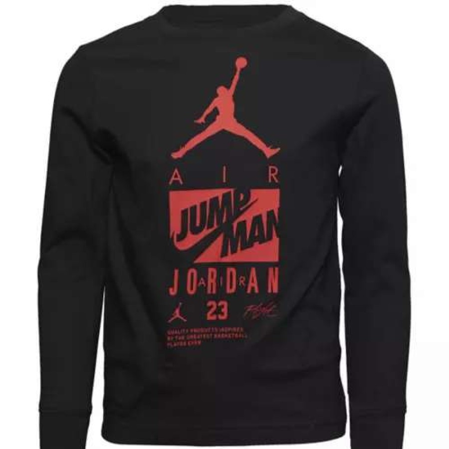 Shirts * | Boys' Jordan Rise Above Long Sleeve Shirt Black