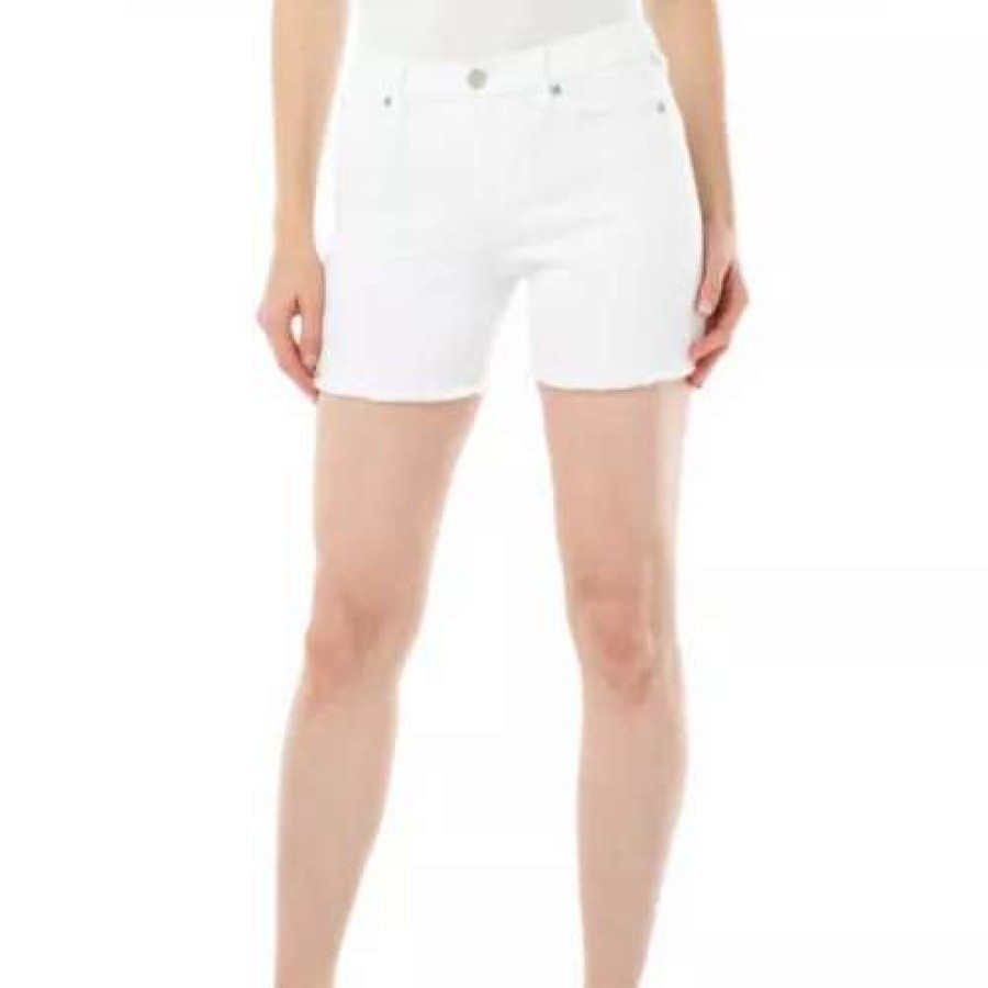 Shorts * | Women'S Liverpool Los Angeles Vickie Fray Hem Jean Shorts White