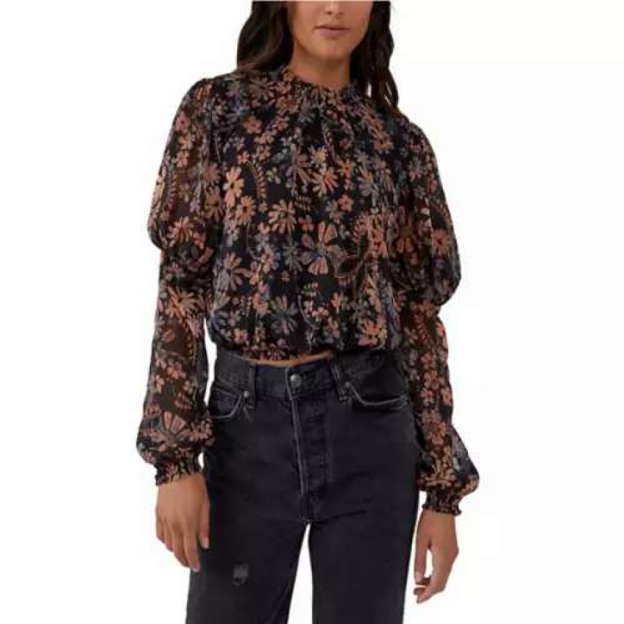 Shirts * | Women'S Free People Clarissa Printed Blouse Midnight Combo