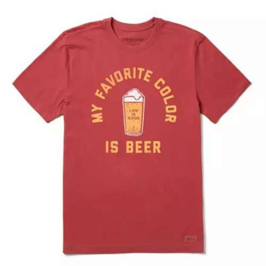 Shirts * | Men'S Life Is Good My Favorite Color Is Beer Crusher T-Shirt Red