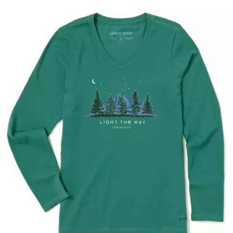 Shirts * | Women'S Life Is Good Light The Way Long Sleeve T-Shirt Spruce Green