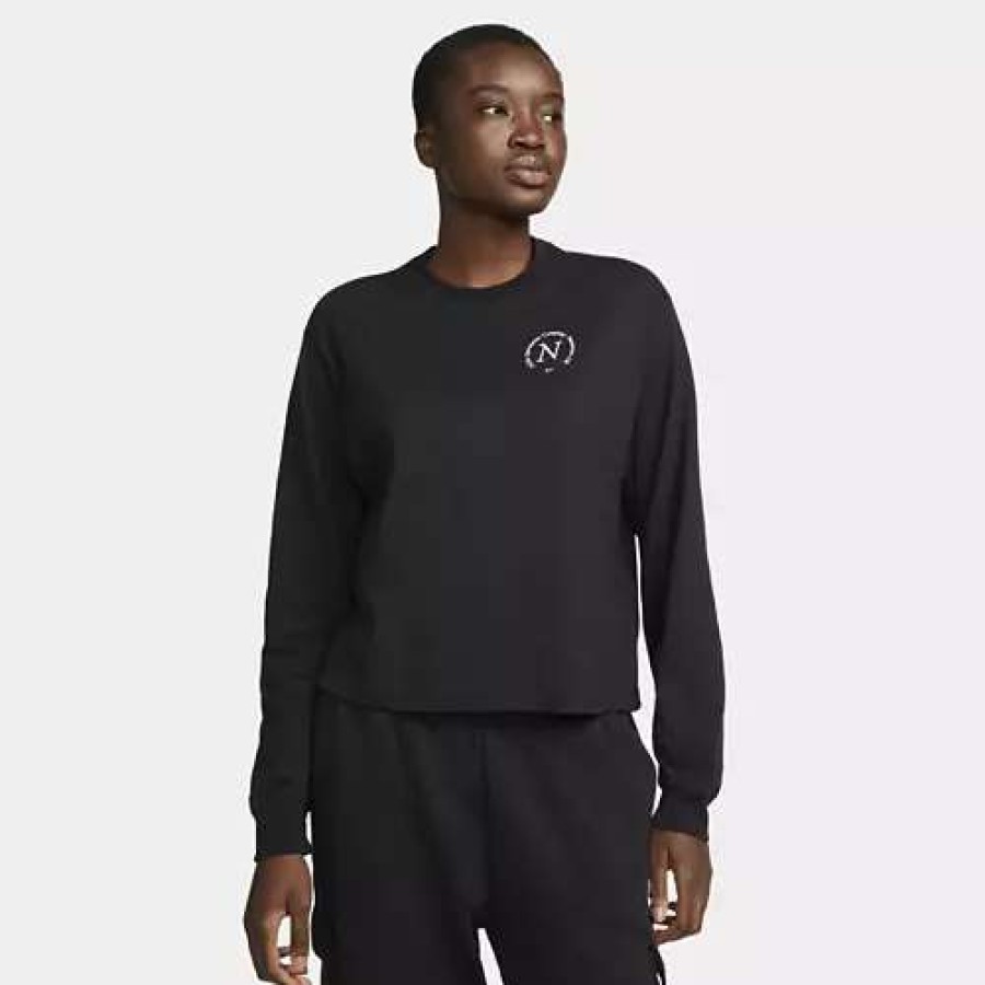 Shirts * | Women'S Nike Sportswear Newself Boxy Long Sleeve T-Shirt Black/Sail