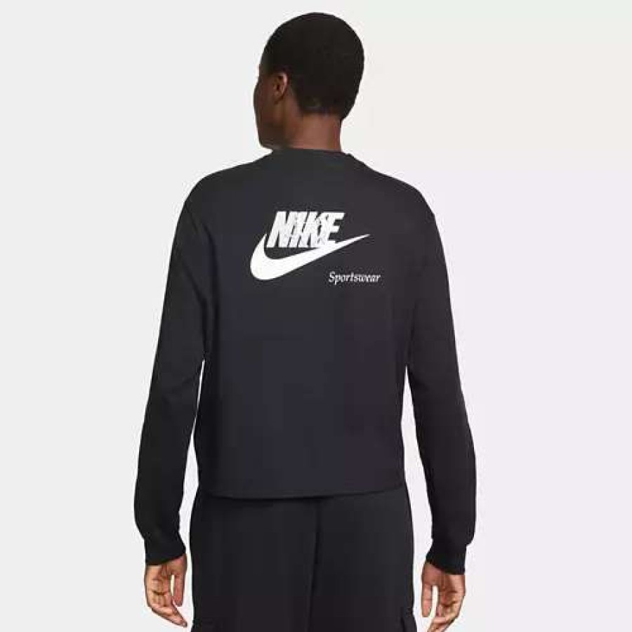 Shirts * | Women'S Nike Sportswear Newself Boxy Long Sleeve T-Shirt Black/Sail