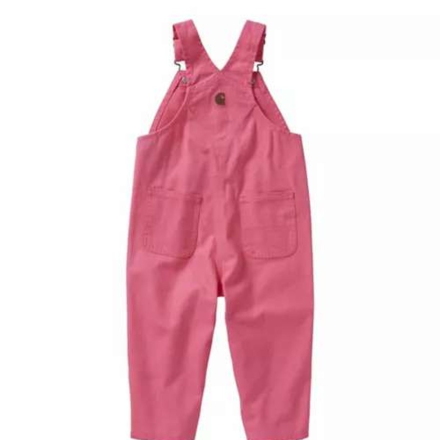 Bibs & Overalls * | Baby Girls' Carhartt Canvas Bib Overalls Pink Lemonade