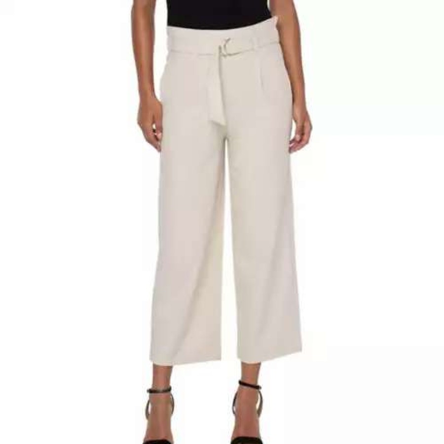 Pants * | Women'S Liverpool Los Angeles Belted Wide Leg Crop Pants Tan