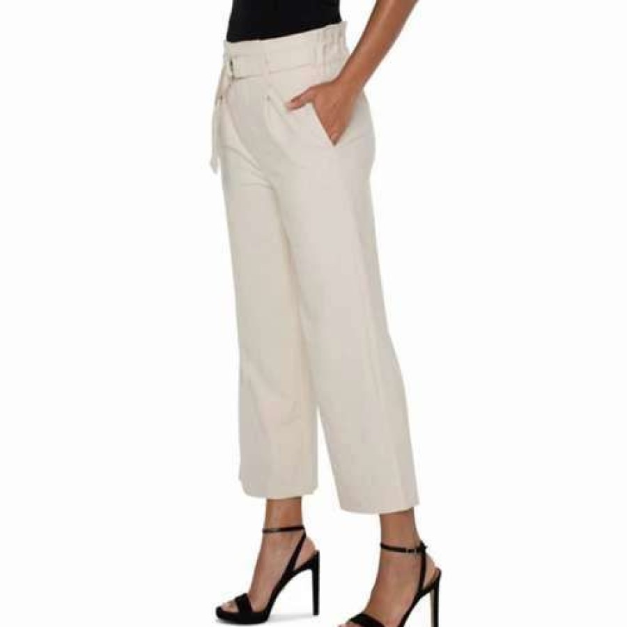 Pants * | Women'S Liverpool Los Angeles Belted Wide Leg Crop Pants Tan