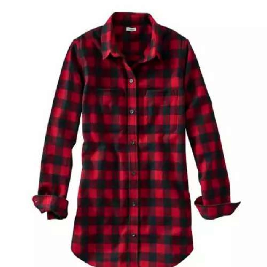 Shirts * | Women'S L.L.Bean Scotch Plaid Flannel Tunic Shirt