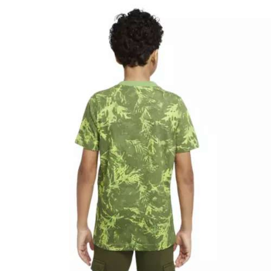 Shirts * | Boys' Nike Sportswear Camo Leaf All Over Print T-Shirt Chlorophyll