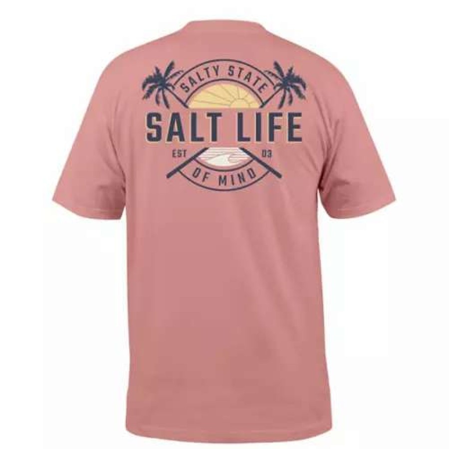 Shirts * | Men'S Salt Life First Light T-Shirt Pink Clay