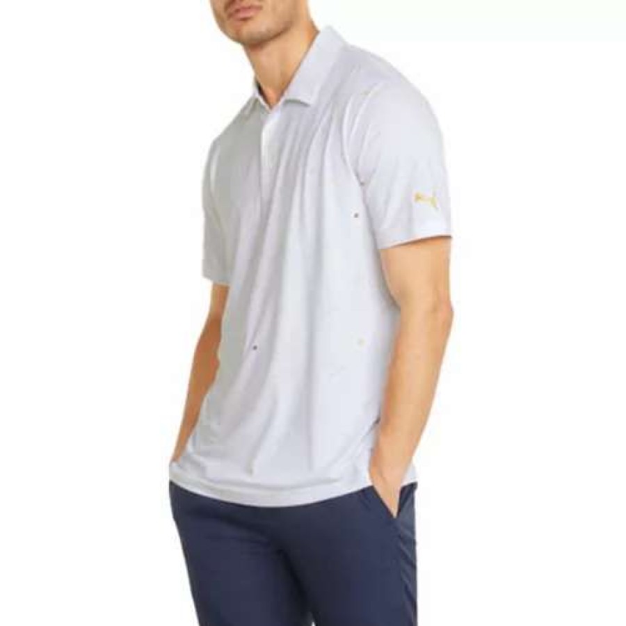 Shirts * | Men'S Puma Cloudspun Love Golf Polo White/Mustard Seed