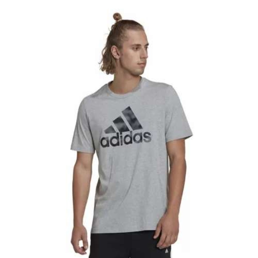 Shirts * | Men'S Adidas Essentials Camo Print T-Shirt Medium Grey Heather