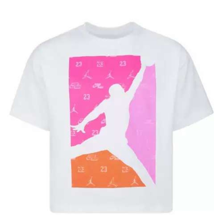 Shirts * | Girls' Jordan Modern Block T-Shirt White