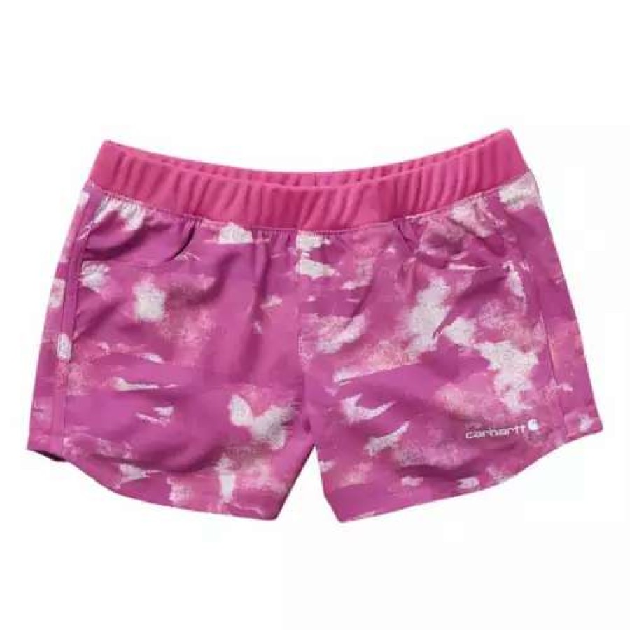 Shorts * | Toddler Girls' Carhartt Ripstop Work Shorts Pink Camo