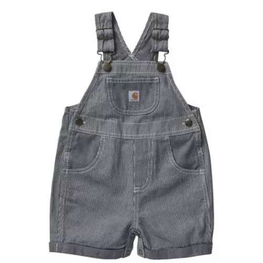 Bibs & Overalls * | Toddler Carhartt Chambray Stripped Shortalls Navy