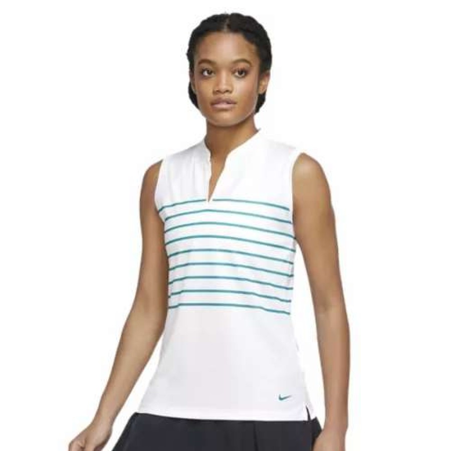 Shirts * | Women'S Nike Dri-Fit Victory Sleeveless Striped Golf Polo