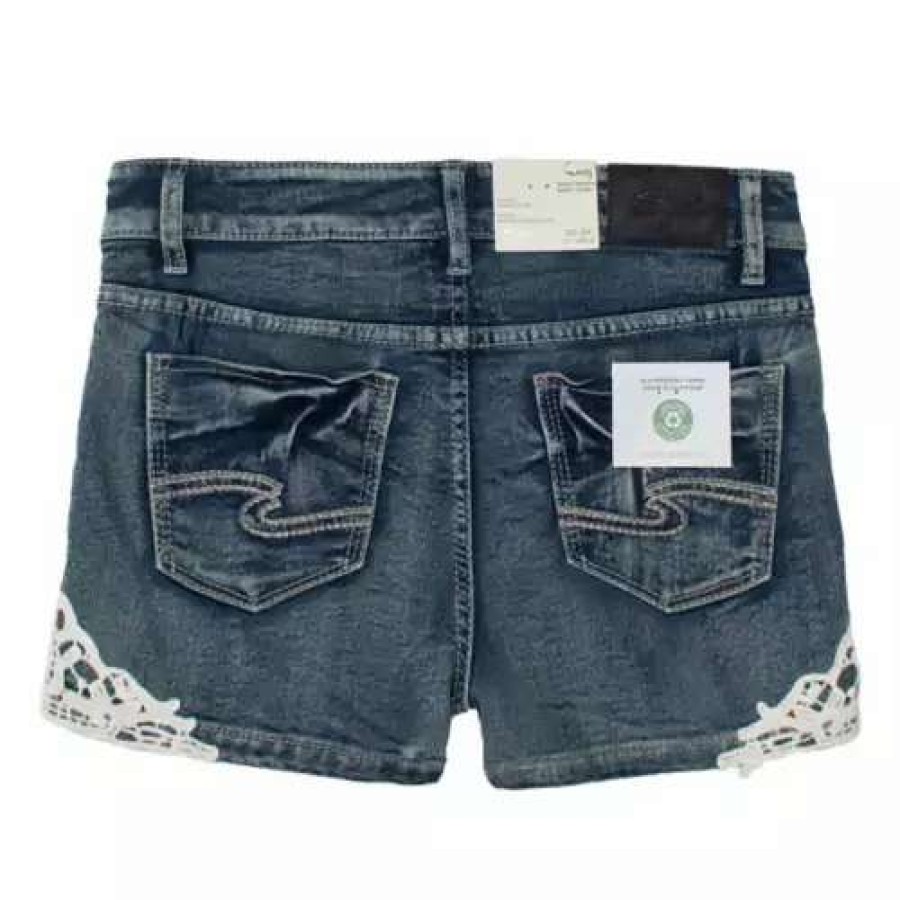 Shorts * | Girls' Silver Jeans Co. Lacy Jean Shorts Medium Wash