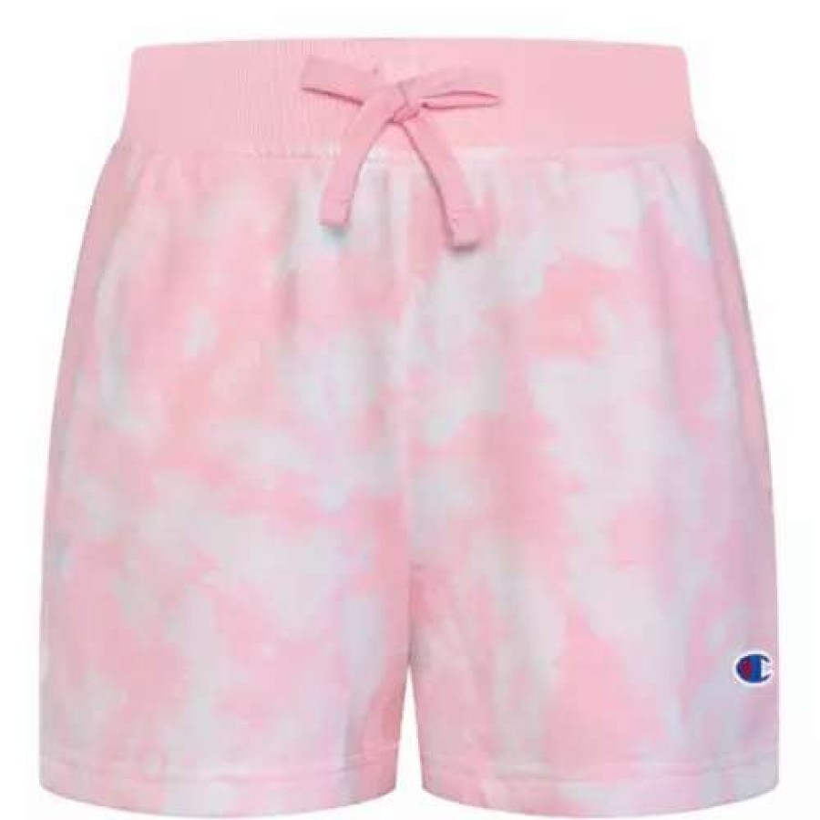 Shorts * | Girls' Champion Tie Dye Lounge Shorts Pink