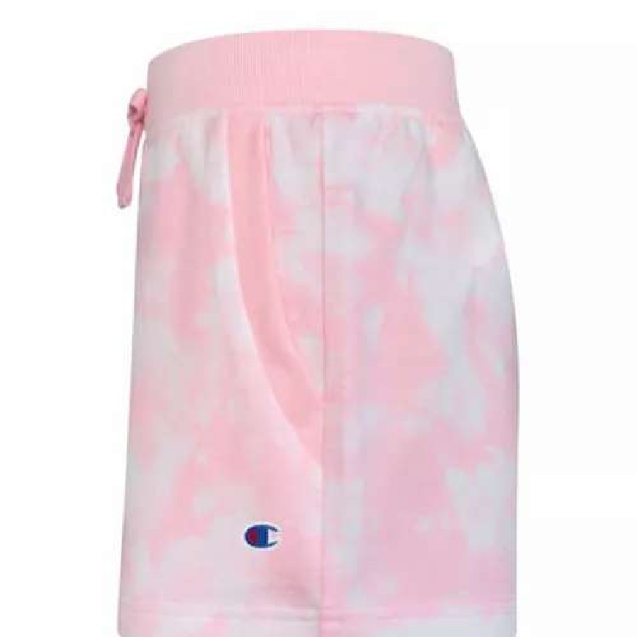 Shorts * | Girls' Champion Tie Dye Lounge Shorts Pink