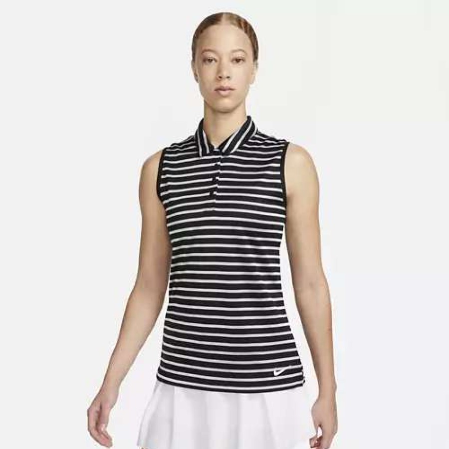 Shirts * | Women'S Nike Dri-Fit Victory Striped Sleeveless Golf Polo