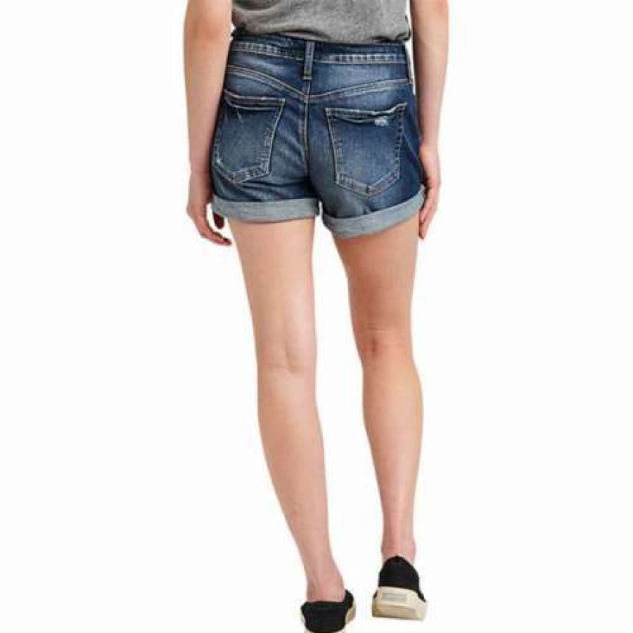 Shorts * | Women'S Silver Jeans Co. Boyfriend Mid Rise Jean Shorts Indigo