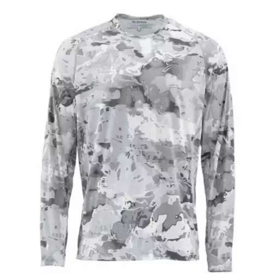 Shirts * | Men'S Simms Solarflex Print Ls T-Shirt Cloud Camo Grey