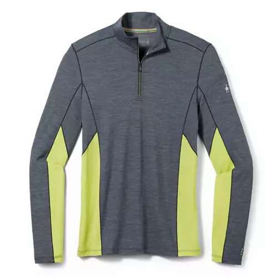 Shirts * | Men'S Smartwool Merino Sport 150 Long Sleeve 1/4 Zip Charcoal Heather/Dark Citr