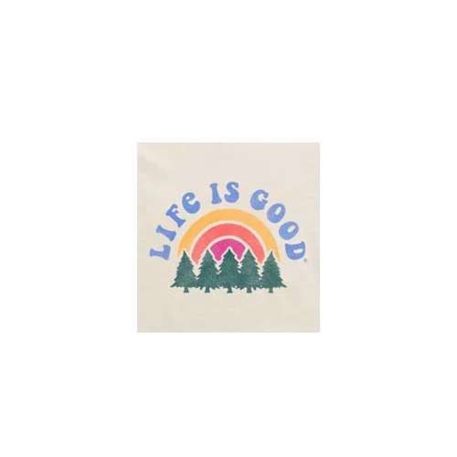 Shirts * | Women'S Life Is Good Rainbow Forest T-Shirt Putty White