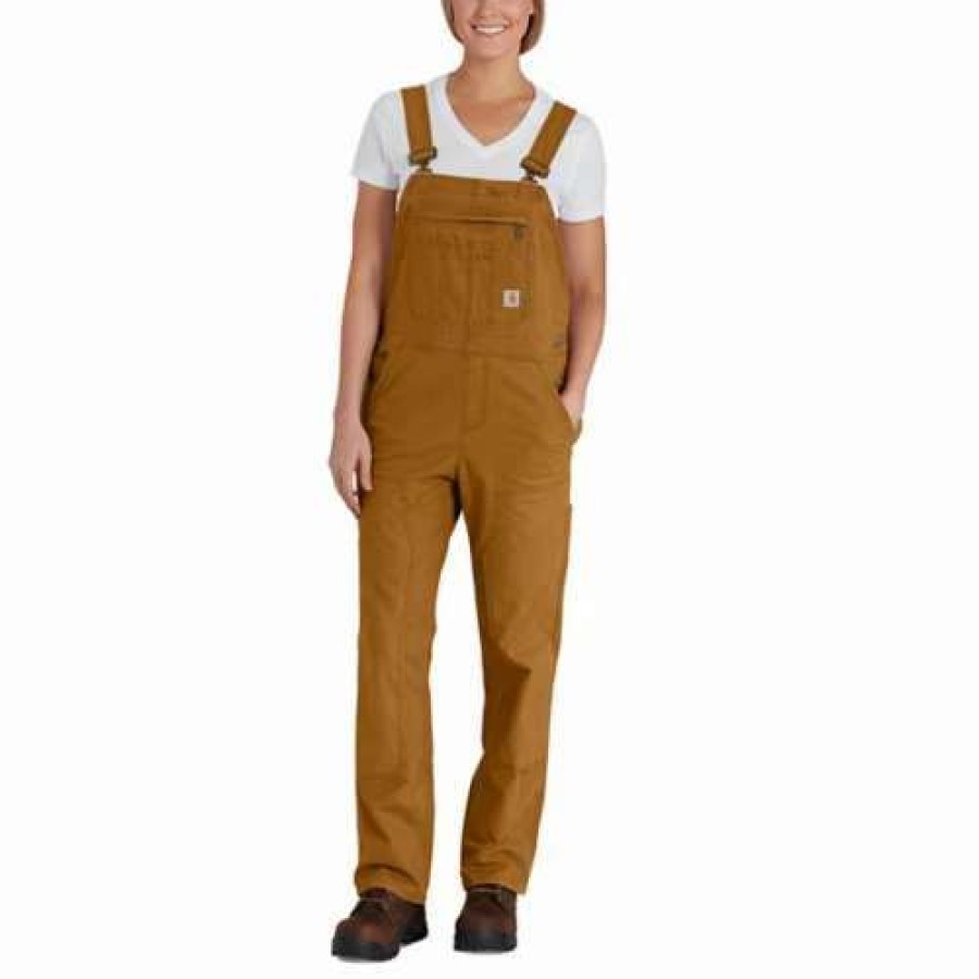 Bibs & Overalls * | Women'S Carhartt Crawford Double-Front Bib Overalls Carhartt Brown