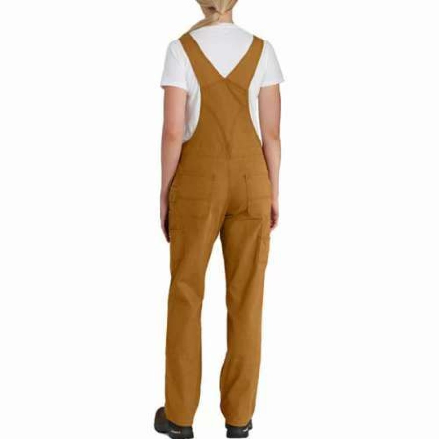 Bibs & Overalls * | Women'S Carhartt Crawford Double-Front Bib Overalls Carhartt Brown