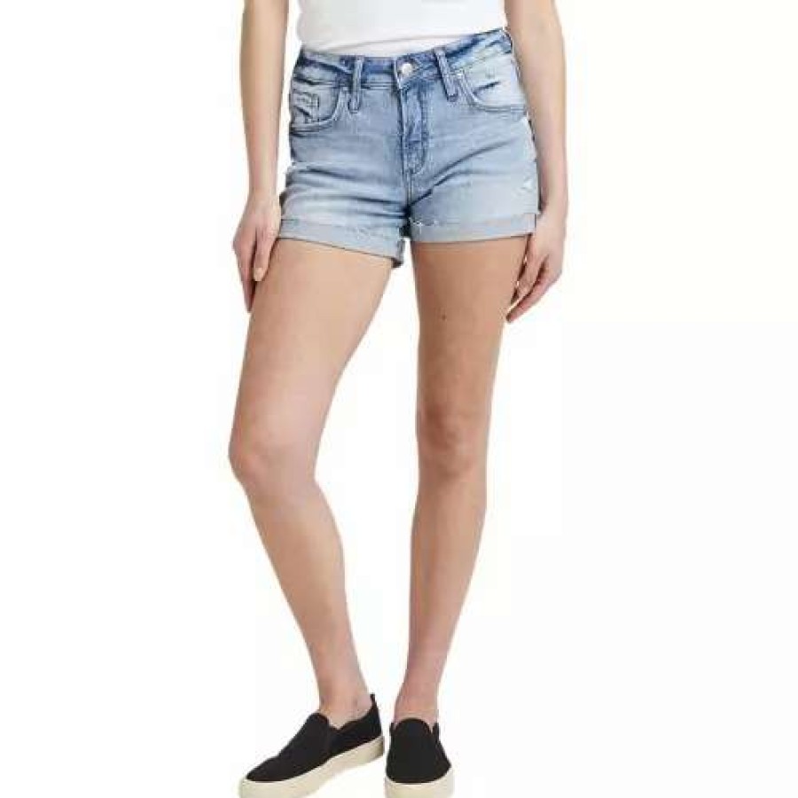 Shorts * | Women'S Silver Jeans Co. Plus Boyfriend Mid Rise Jean Shorts