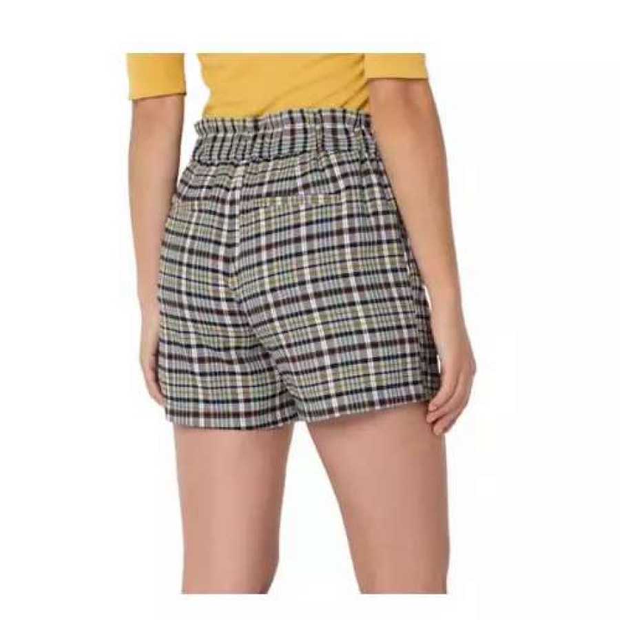 Shorts * | Women'S Liverpool Los Angeles Paperbag Tie Front Shorts White Black Tan Plaid